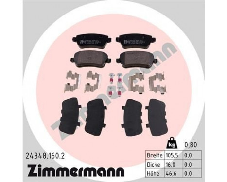 Brake Pad Set, disc brake 24348.160.2 Zimmermann