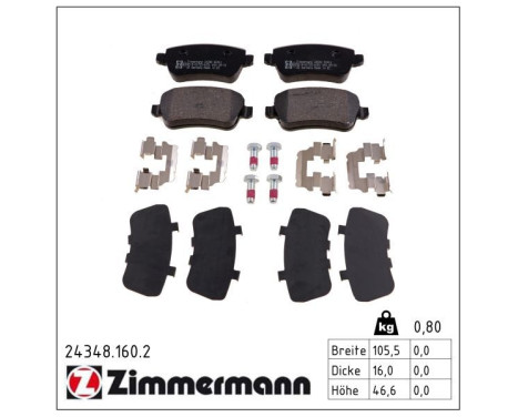 Brake Pad Set, disc brake 24348.160.2 Zimmermann, Image 2