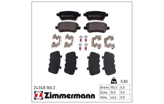 Brake Pad Set, disc brake 24348.160.2 Zimmermann, Image 2