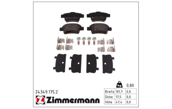 Brake Pad Set, disc brake 24349.175.2 Zimmermann, Image 2
