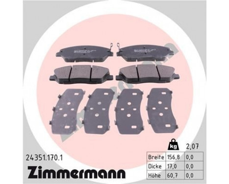 Brake Pad Set, disc brake 24351.170.1 Zimmermann