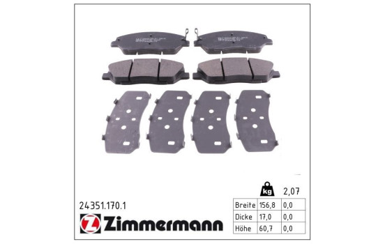 Brake Pad Set, disc brake 24351.170.1 Zimmermann, Image 2