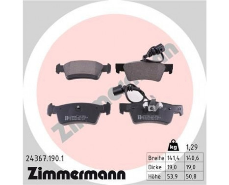 Brake Pad Set, disc brake 24367.190.1 Zimmermann