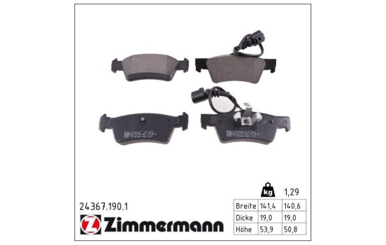 Brake Pad Set, disc brake 24367.190.1 Zimmermann, Image 2