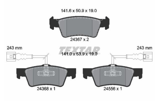 Brake Pad Set, disc brake 2436701 Textar, Image 2