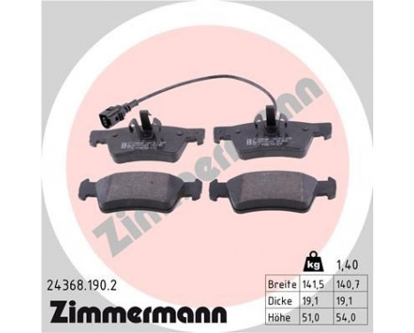 Brake Pad Set, disc brake 24368.190.2 Zimmermann