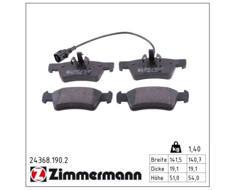 Brake Pad Set, disc brake 24368.190.2 Zimmermann, Image 2