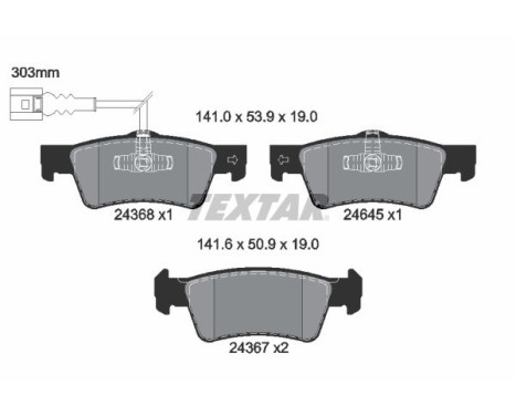 Brake Pad Set, disc brake 2436801 Textar, Image 2