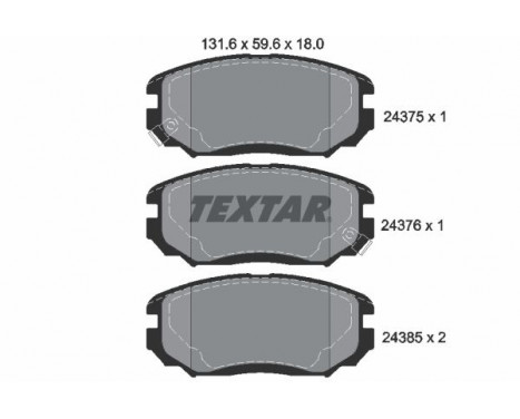 Brake Pad Set, disc brake 2437501 Textar, Image 2