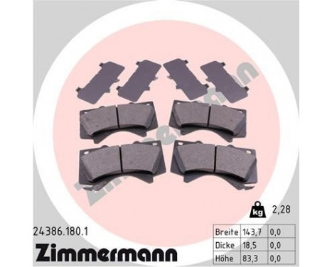 Brake Pad Set, disc brake 24386.180.1 Zimmermann, Image 2