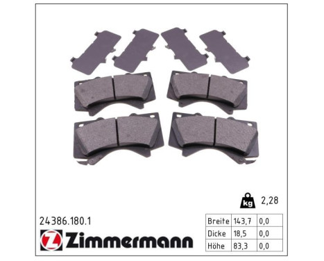 Brake Pad Set, disc brake 24386.180.1 Zimmermann, Image 2