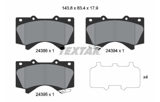 Brake Pad Set, disc brake 2438601 Textar