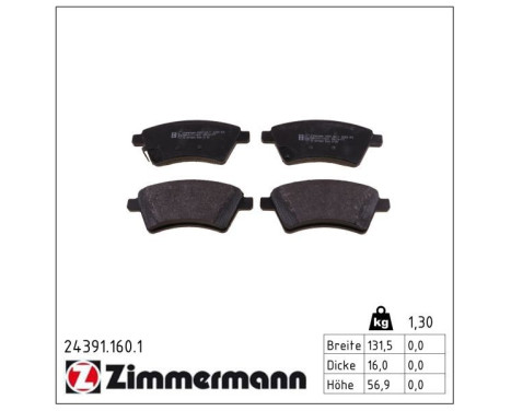 Brake Pad Set, disc brake 24391.160.1 Zimmermann, Image 3