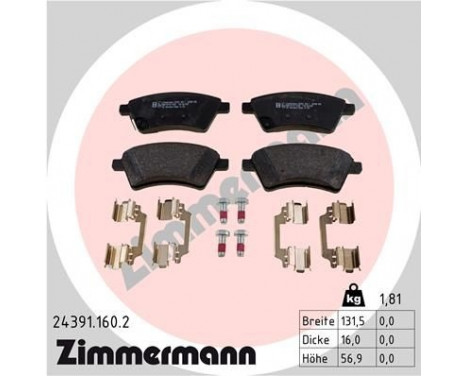 Brake Pad Set, disc brake 24391.160.2 Zimmermann