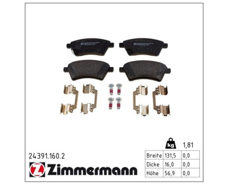 Brake Pad Set, disc brake 24391.160.2 Zimmermann, Image 2