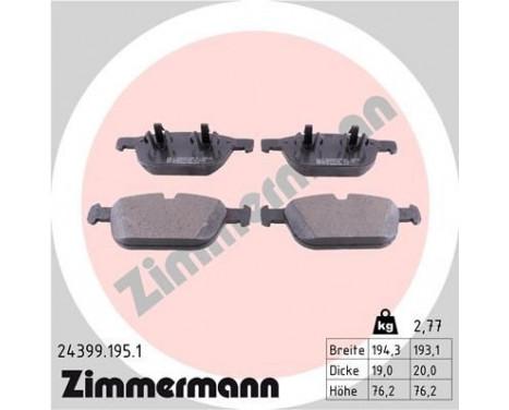 Brake Pad Set, disc brake 24399.195.1 Zimmermann, Image 2
