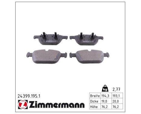 Brake Pad Set, disc brake 24399.195.1 Zimmermann, Image 2
