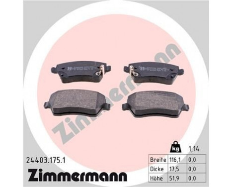 Brake Pad Set, disc brake 24403.175.1 Zimmermann