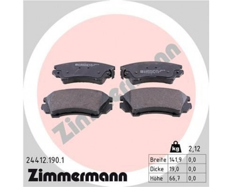 Brake Pad Set, disc brake 24412.190.1 Zimmermann