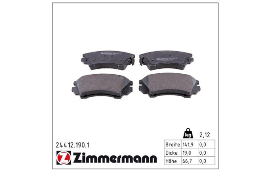 Brake Pad Set, disc brake 24412.190.1 Zimmermann, Image 2