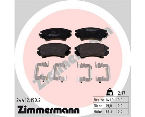 Brake Pad Set, disc brake 24412.190.2 Zimmermann