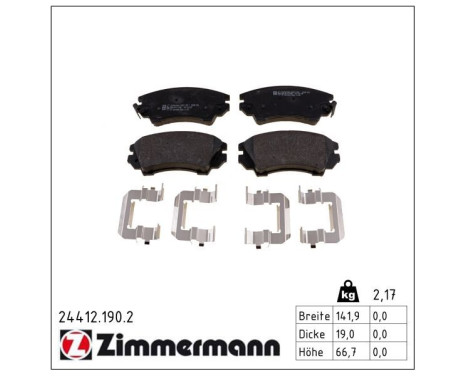 Brake Pad Set, disc brake 24412.190.2 Zimmermann, Image 2