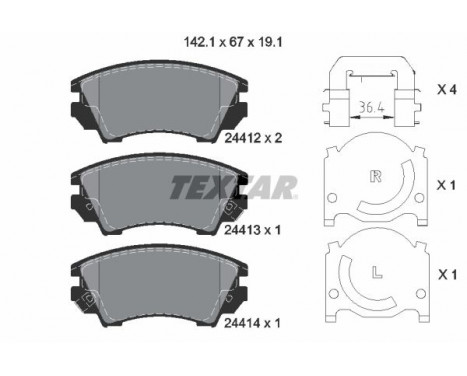 Brake Pad Set, disc brake 2441201 Textar, Image 2