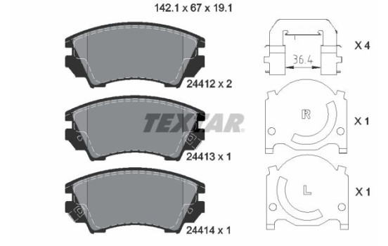 Brake Pad Set, disc brake 2441201 Textar, Image 2