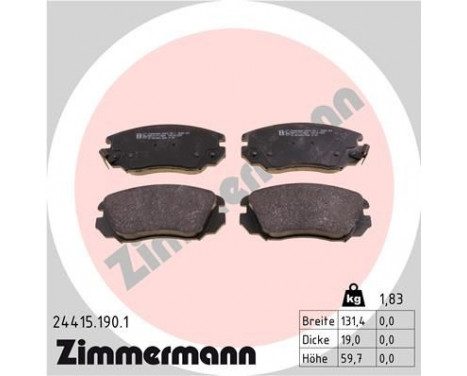 Brake Pad Set, disc brake 24415.190.1 Zimmermann