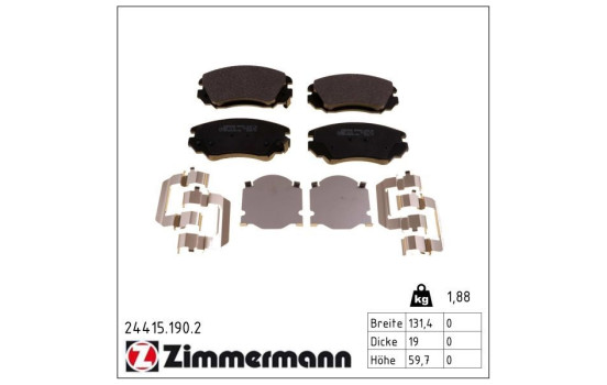 Brake Pad Set, disc brake 24415.190.2 Zimmermann, Image 2