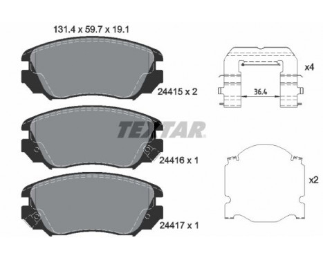 Brake Pad Set, disc brake 2441501 Textar, Image 2