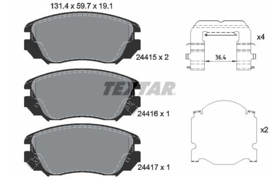 Brake Pad Set, disc brake 2441501 Textar, Image 2