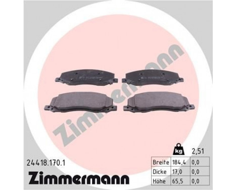 Brake Pad Set, disc brake 24418.170.1 Zimmermann