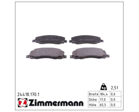 Brake Pad Set, disc brake 24418.170.1 Zimmermann, Image 2
