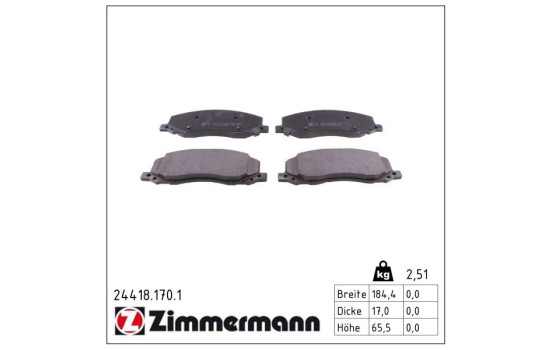 Brake Pad Set, disc brake 24418.170.1 Zimmermann, Image 2