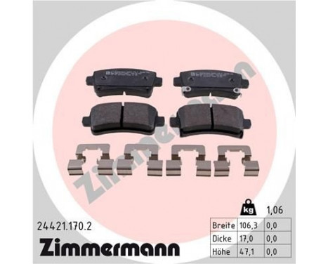 Brake Pad Set, disc brake 24421.170.2 Zimmermann