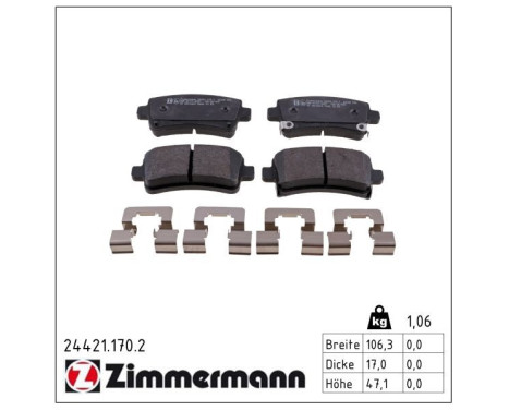 Brake Pad Set, disc brake 24421.170.2 Zimmermann, Image 2