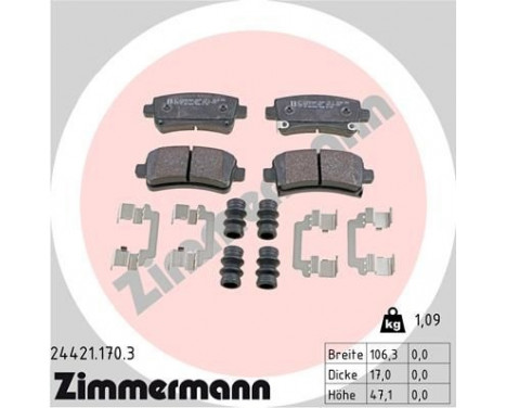 Brake Pad Set, disc brake 24421.170.3 Zimmermann, Image 2