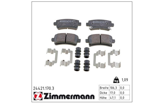 Brake Pad Set, disc brake 24421.170.3 Zimmermann, Image 2