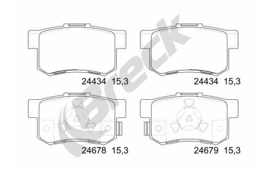 Brake pad set, disc brake 24434 00 704 00 Breck