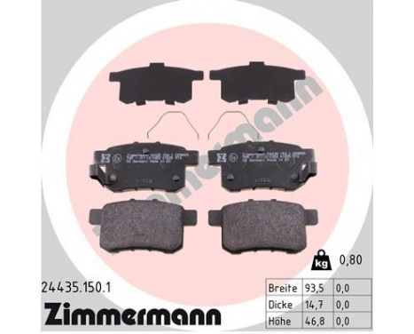 Brake Pad Set, disc brake 24435.150.1 Zimmermann, Image 2