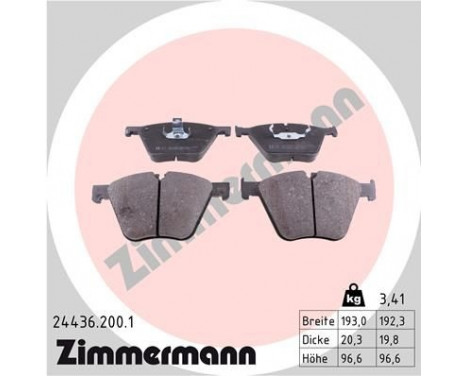 Brake Pad Set, disc brake 24436.200.1 Zimmermann, Image 2