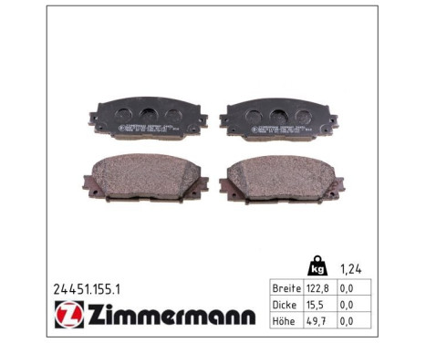 Brake Pad Set, disc brake 24451.155.1 Zimmermann, Image 2