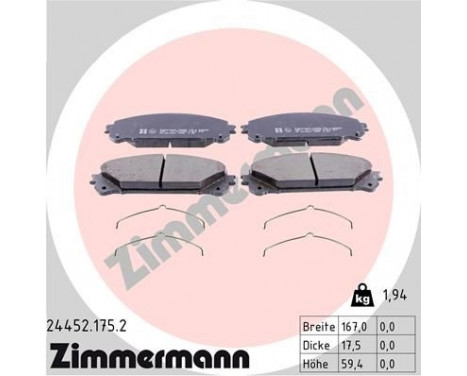 Brake Pad Set, disc brake 24452.175.2 Zimmermann, Image 2