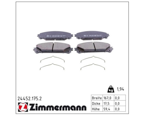 Brake Pad Set, disc brake 24452.175.2 Zimmermann, Image 2