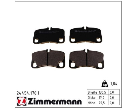 Brake Pad Set, disc brake 24454.170.1 Zimmermann, Image 2