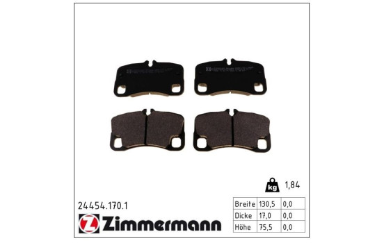 Brake Pad Set, disc brake 24454.170.1 Zimmermann, Image 2
