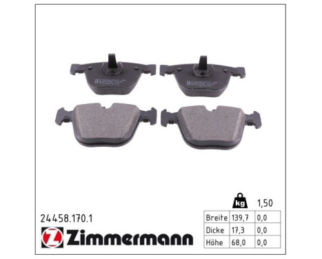 Brake Pad Set, disc brake 24458.170.1 Zimmermann, Image 2