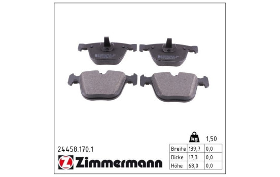 Brake Pad Set, disc brake 24458.170.1 Zimmermann, Image 2