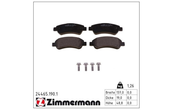 Brake Pad Set, disc brake 24465.190.1 Zimmermann, Image 2